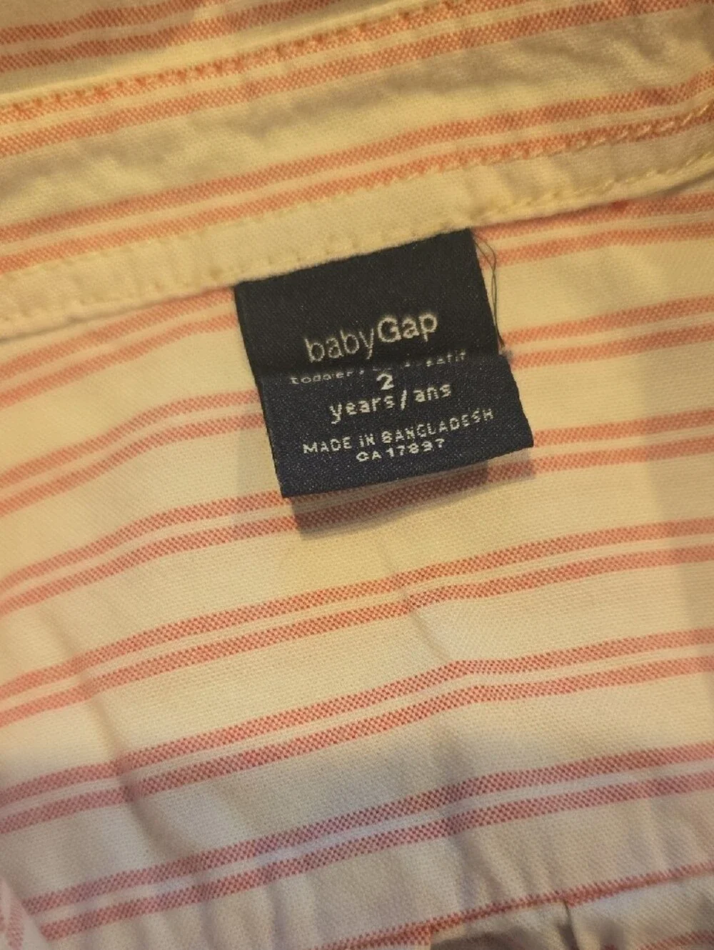 GAP Peach and Pink Striped Button-Down Shirt